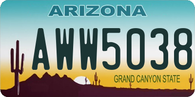 AZ license plate AWW5038