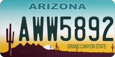 AZ license plate AWW5892