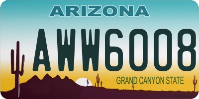 AZ license plate AWW6008