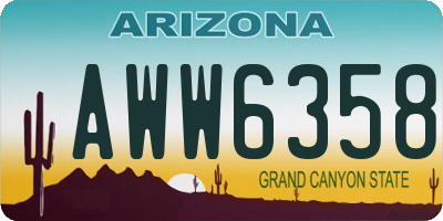 AZ license plate AWW6358