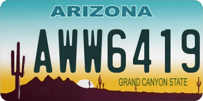 AZ license plate AWW6419