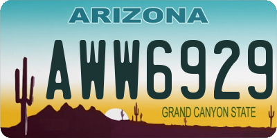 AZ license plate AWW6929