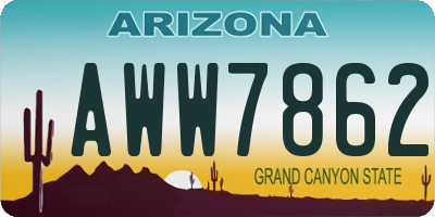 AZ license plate AWW7862