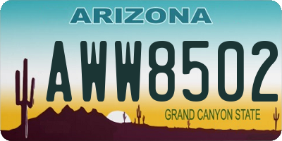 AZ license plate AWW8502