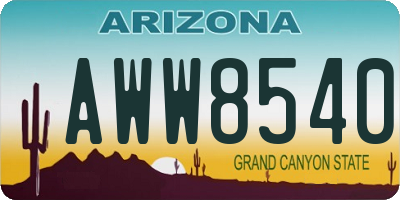 AZ license plate AWW8540