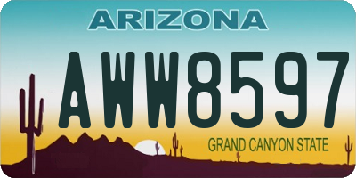 AZ license plate AWW8597