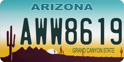 AZ license plate AWW8619