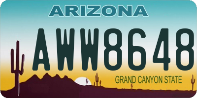 AZ license plate AWW8648