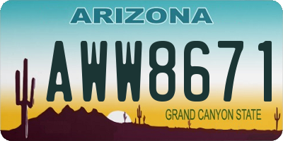 AZ license plate AWW8671