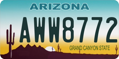 AZ license plate AWW8772