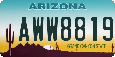 AZ license plate AWW8819