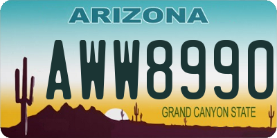 AZ license plate AWW8990