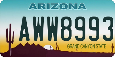 AZ license plate AWW8993