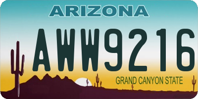 AZ license plate AWW9216