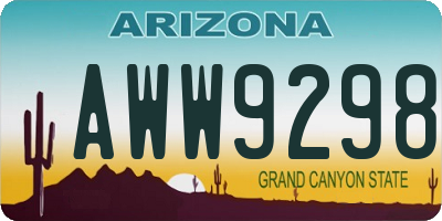 AZ license plate AWW9298