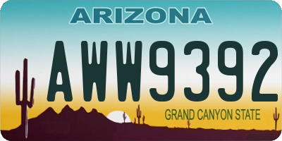 AZ license plate AWW9392