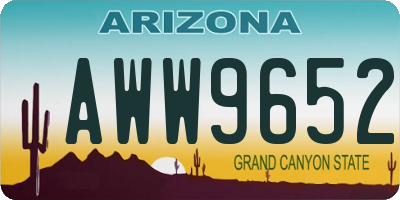 AZ license plate AWW9652