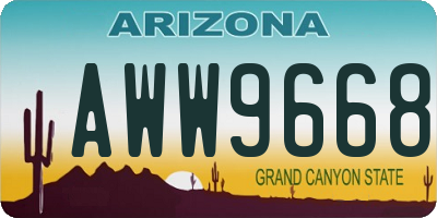 AZ license plate AWW9668