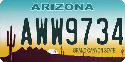 AZ license plate AWW9734