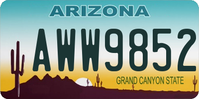 AZ license plate AWW9852