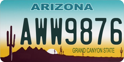 AZ license plate AWW9876