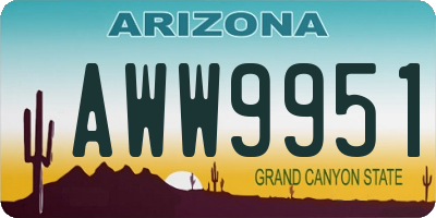 AZ license plate AWW9951