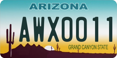 AZ license plate AWX0011