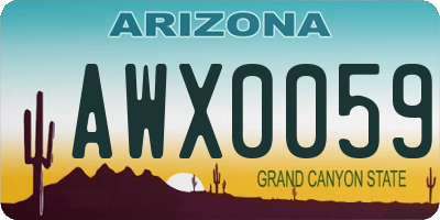 AZ license plate AWX0059