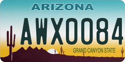 AZ license plate AWX0084