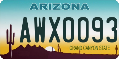 AZ license plate AWX0093