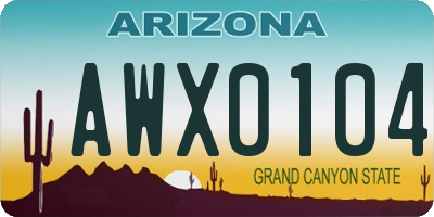 AZ license plate AWX0104