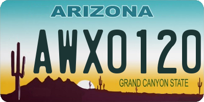 AZ license plate AWX0120