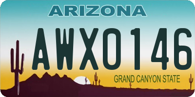 AZ license plate AWX0146
