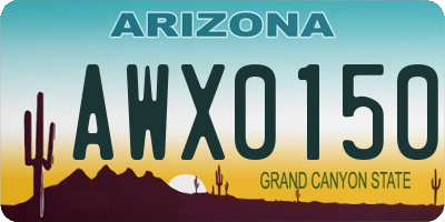AZ license plate AWX0150