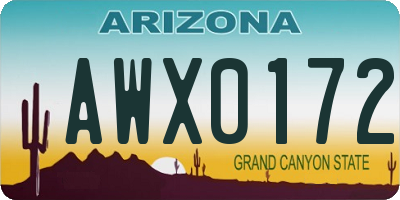AZ license plate AWX0172