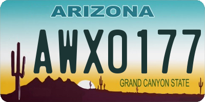 AZ license plate AWX0177