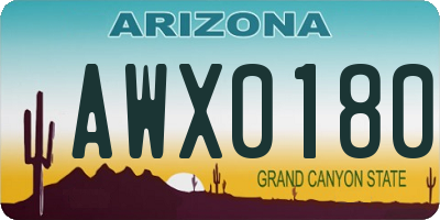 AZ license plate AWX0180