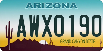 AZ license plate AWX0190