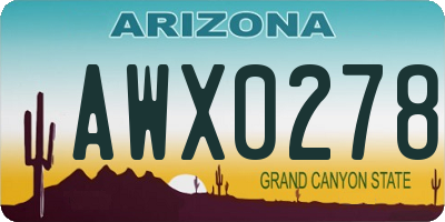 AZ license plate AWX0278