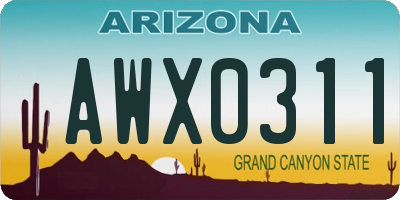 AZ license plate AWX0311