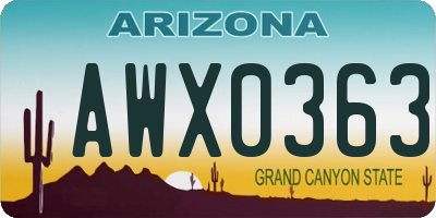 AZ license plate AWX0363