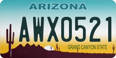 AZ license plate AWX0521