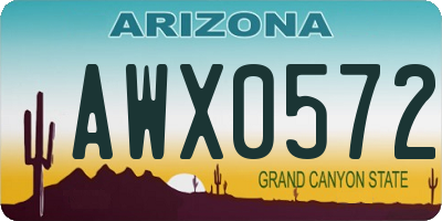 AZ license plate AWX0572