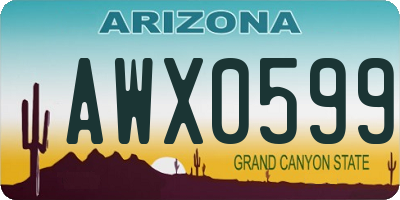 AZ license plate AWX0599