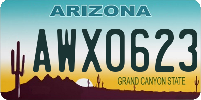AZ license plate AWX0623