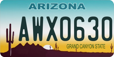 AZ license plate AWX0630