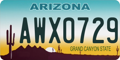 AZ license plate AWX0729
