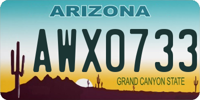 AZ license plate AWX0733