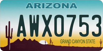 AZ license plate AWX0753