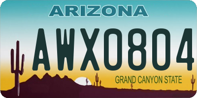 AZ license plate AWX0804